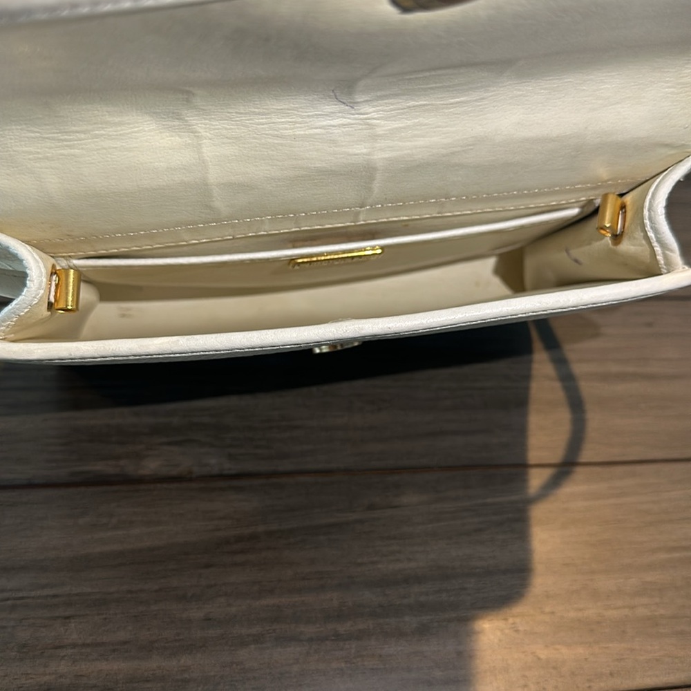 Authentic Christian Dior White Vintage Crossbody Bag Purse Leather w/ COA! - Picture 5 of 7